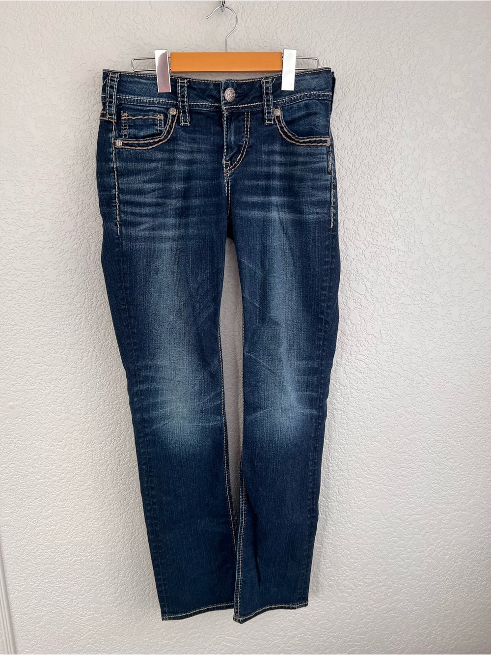 Silver Jeans Women's Dark Wash Skinny Mid-Straight Jeans